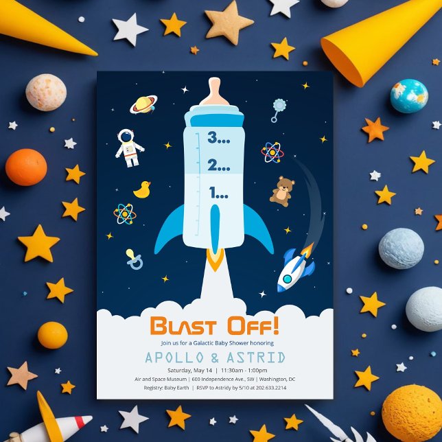 Invitation Baby shower de l'astronaute spatial (Créateur téléchargé)