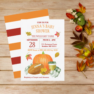 Invitation Baby shower de latte et de football du Citrouille 