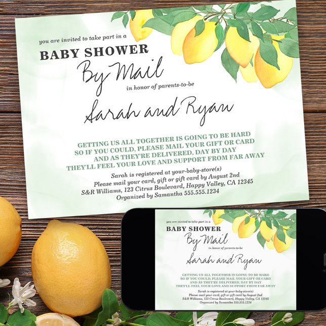 Invitation Baby shower de lavage à la menthe Citrus Lemons pa (Créateur téléchargé)