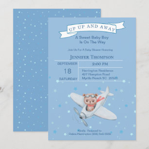 Invitation Baby shower de l'avion de l'ours de gar