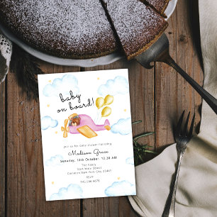 Invitation Baby shower de l'avion pilote Teddy Bear Balloon