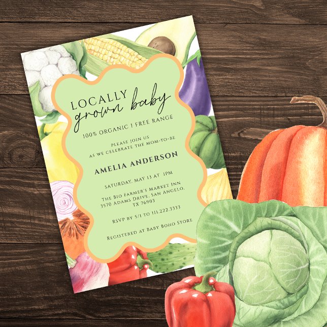 Invitation Baby shower de légumes bio pour bébés cultivés loc (Créateur téléchargé)