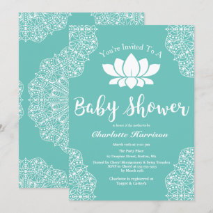 Invitation Baby shower de l'élégante Bohême White Lotus Manda