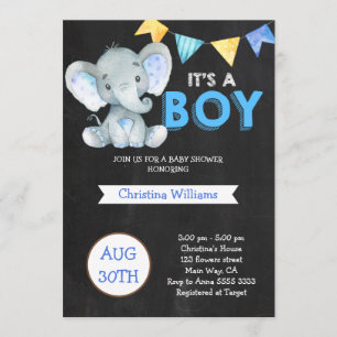 Invitation Baby shower de l'éléphant de Chalkboard Cute