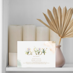 Invitation Baby shower de l'Eucalyptus or vert