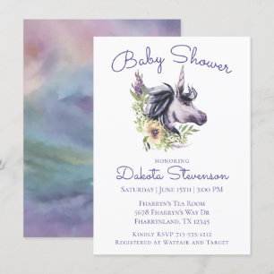 Invitation Baby shower de licorne magique Aquarelle moderne