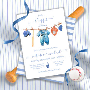 Invitation Baby shower de ligne de baseball en petite lâche