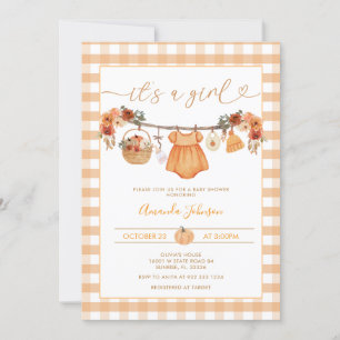 Invitation Baby shower de ligne de Citrouille Rustique Automn