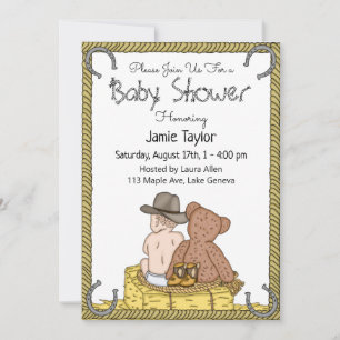 Invitation Baby shower de Lil' Cowboy et Teddy Bear Boy