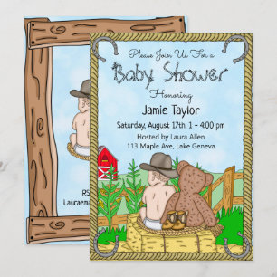 Invitation Baby shower de Lil' Cowboy et Teddy Bear Boy