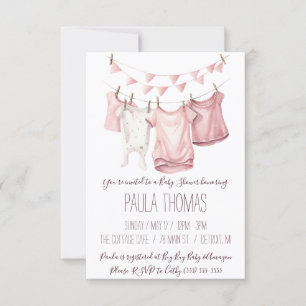 Invitation Baby shower de linge de bébé pour fille