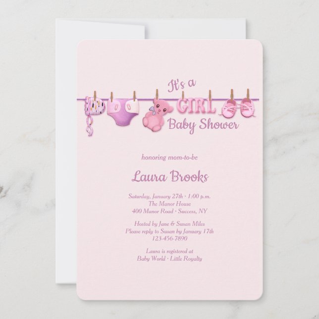 Invitation Baby shower de linge de maison (Devant)