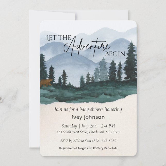 Invitation Baby shower de Little Boy Woodlands (Devant)