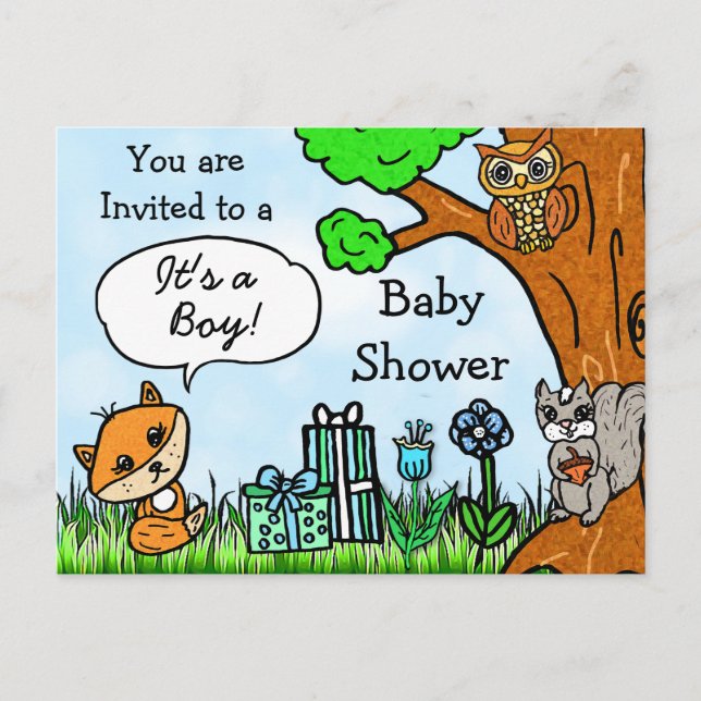 Invitation Baby shower de Little Fox Boy (Devant)