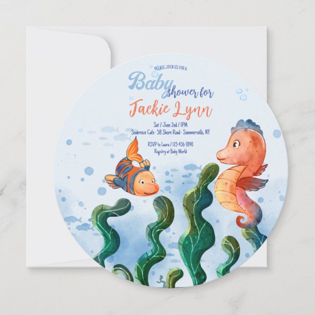 Invitation Baby shower de Little Seahorse (Devant)