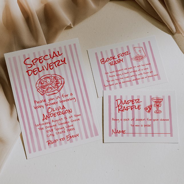 Invitation Baby shower de livraison spécial Pizza Rose Dawn (Créateur téléchargé)