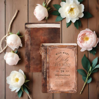 Baby shower de livre d'aquarelle en cuir rustique