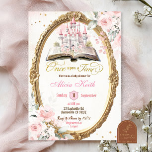 Invitation Baby shower de livre d'histoires rose vif