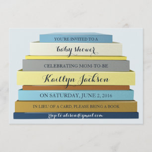 Invitation Baby shower de livres empilés