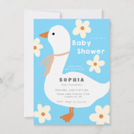 Invitation Baby shower de l'oie blanche et des marguerites