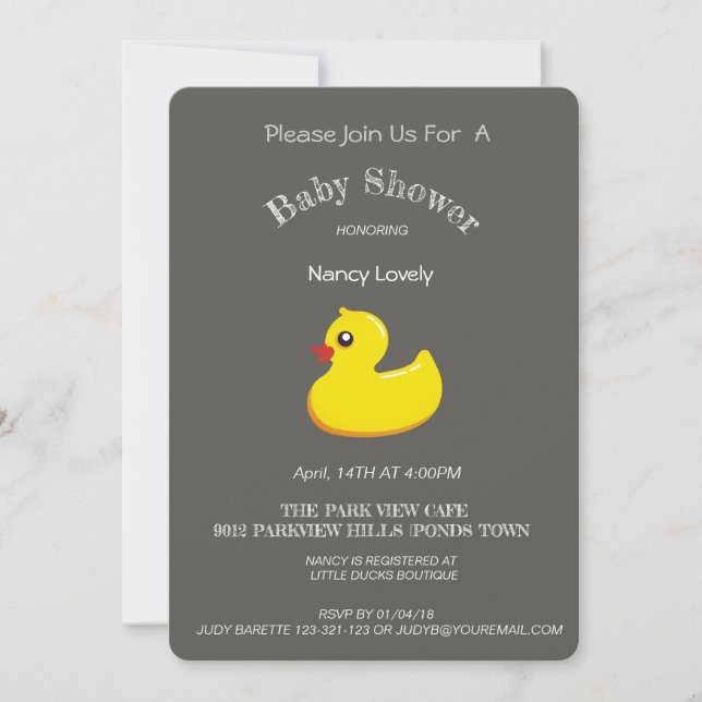 Invitation Baby shower de look tableau de bord - canard jaune (Devant)