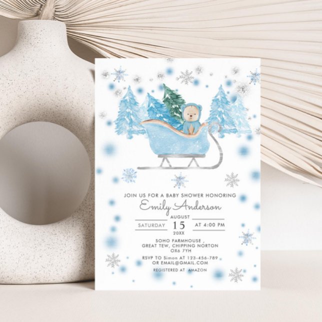 Invitation Baby shower de l'ours de bois Bois d'hiver (Créateur téléchargé)