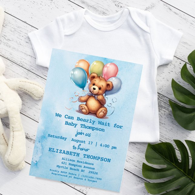 Invitation Baby shower de l'ours en peluche (Créateur téléchargé)