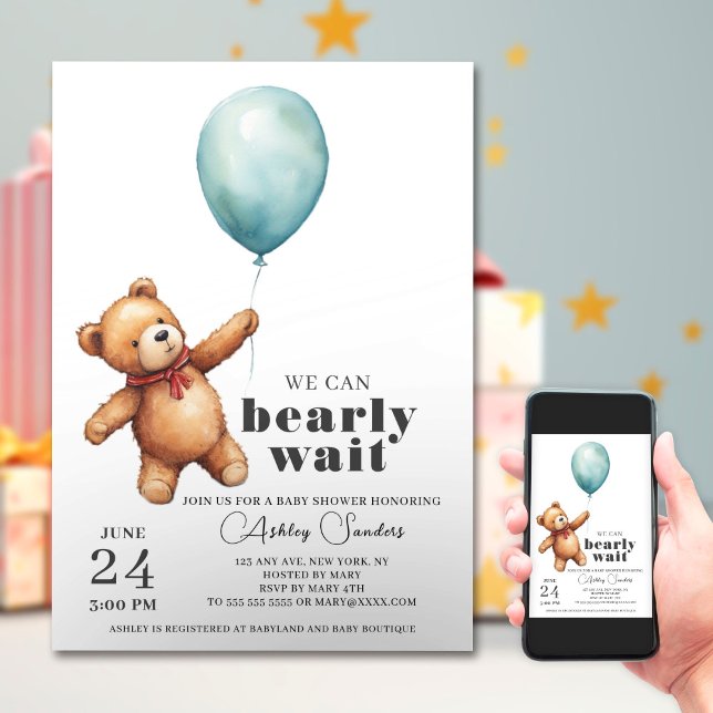 Invitation Baby shower de l'ours en peluche (Créateur téléchargé)