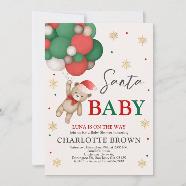 Invitation Baby shower de l'ours en peluche, Baby shower Père (Devant)