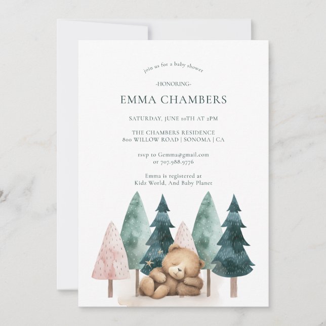 Invitation Baby shower de l'ours en peluche Boho (Devant)