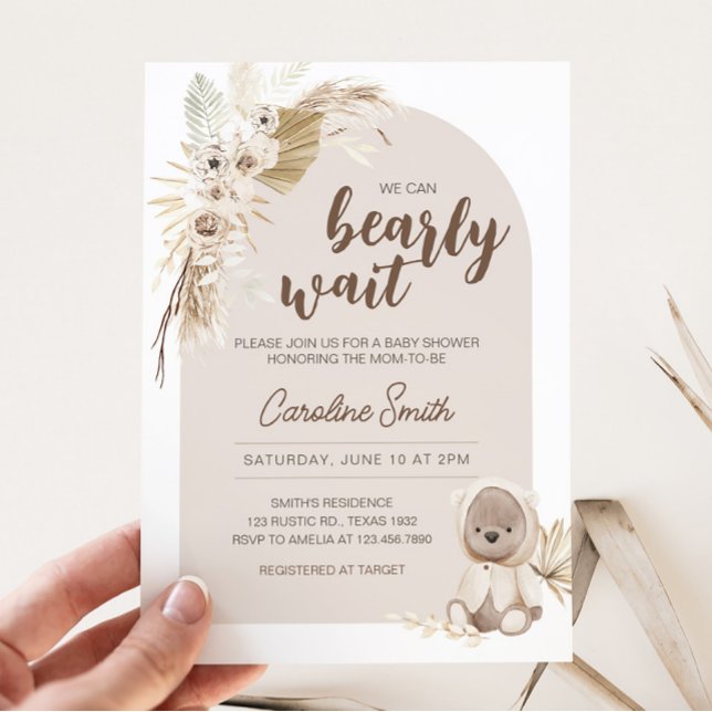 Invitation Baby shower de l'ours en peluche Boho (Brown Boho Baby Bear Baby Shower Invitation)
