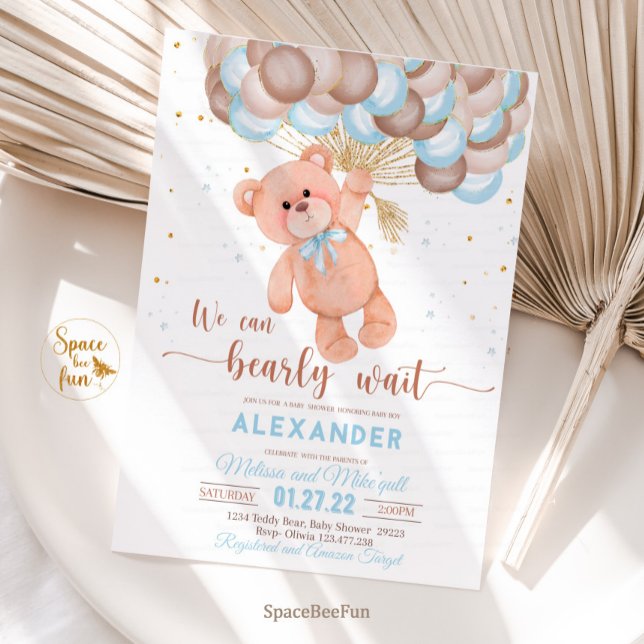 Invitation Baby shower de l'ours en peluche Invita (Créateur téléchargé)