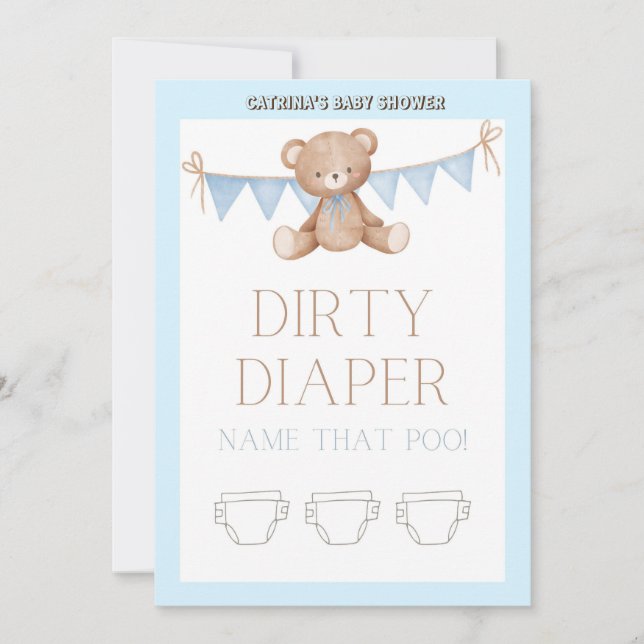 Invitation Baby shower de l'ours en peluche - Nom modifiable, (Devant)