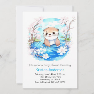 Invitation Baby shower de loutres d'aquarelle