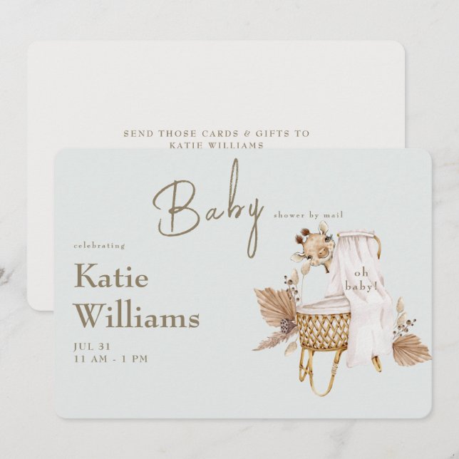 Invitation Baby shower de lumière Bassinet Giraffe Virtual (Devant / Derrière)