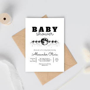 Invitation Baby shower de lune céleste et mystique minimalist