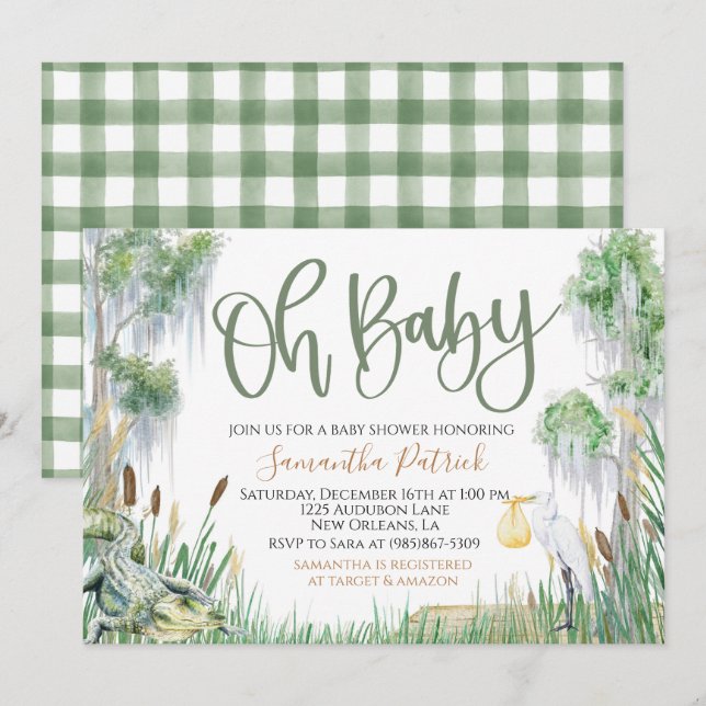Invitation Baby shower de marais Bayou (Devant / Derrière)