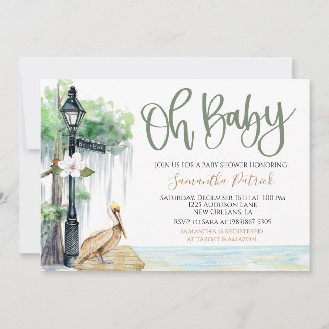 Invitation Baby shower de marais Bayou (Devant)
