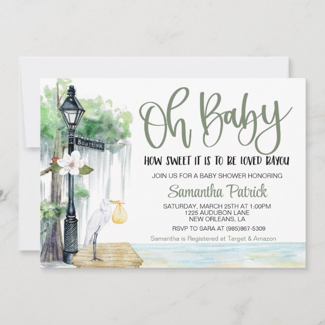 Invitation Baby shower de marais Bayou (Devant)