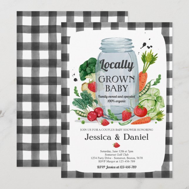 Invitation Baby shower de marché des agriculteurs Bébé Invi c (Devant / Derrière)