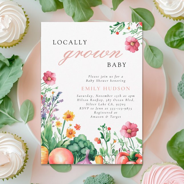 Invitation Baby shower de marché pour filles cultivées locale (Créateur téléchargé)