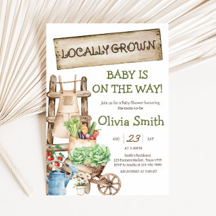 Invitation Baby shower de marché rustique cultivé localement