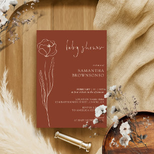 Invitation Baby shower de marguerite Indie Flower Terracotta