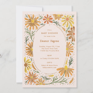 Invitation Baby shower de marguerites orange et jaune