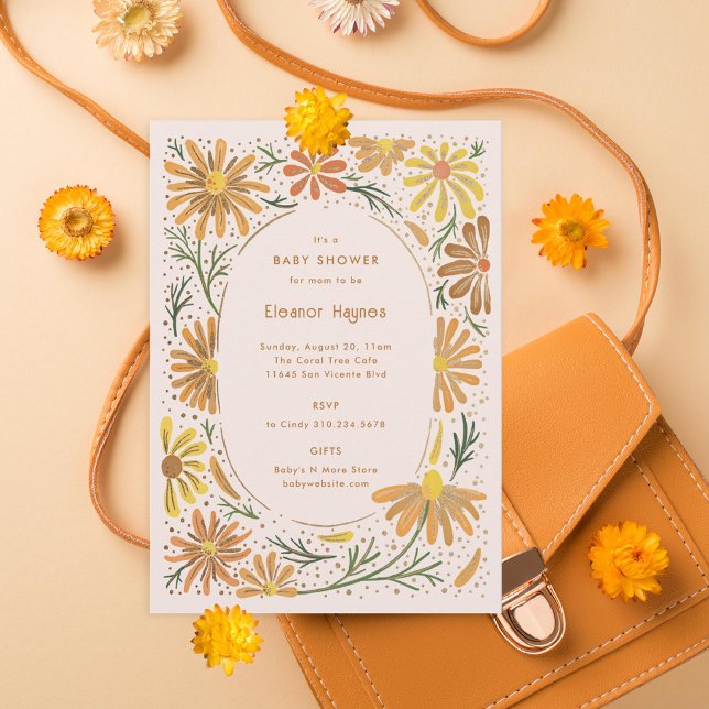 Invitation Baby shower de marguerites orange et jaune (Créateur téléchargé)