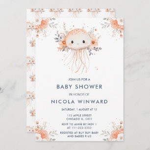 Invitation Baby shower de méduse florale