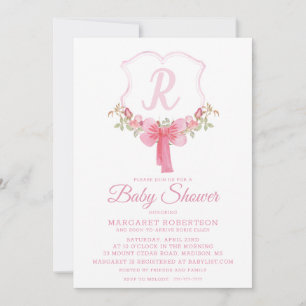 Invitation Baby shower de monogramme d'aquarelle