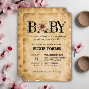 Invitation Baby shower de monogramme Vintage pour bébé