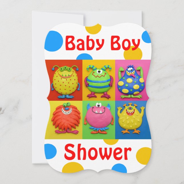 Invitation Baby shower de monstre de garçon (Devant)
