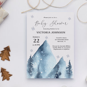 Invitation Baby shower de montagne des flocons d'hiver